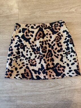Topshop Leopard Print Mini Skirt - Black & Brown